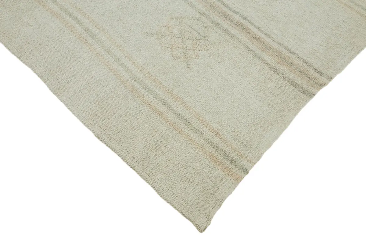Kendir Çizgili Beyaz Kenevir İpinden El Dokuma Kilim-170x335 - Görsel 4