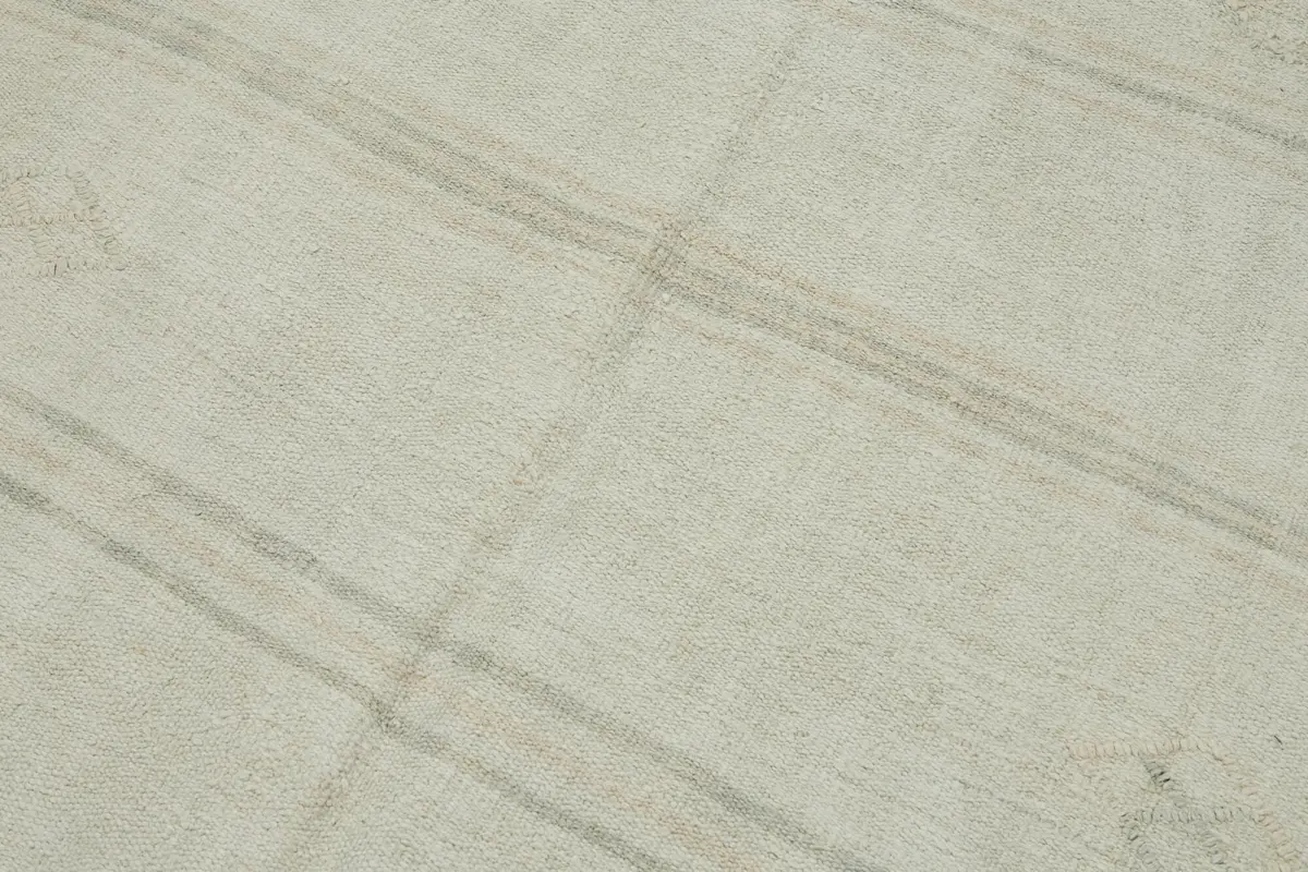 Kendir Çizgili Beyaz Kenevir İpinden El Dokuma Kilim-170x335 - Görsel 5