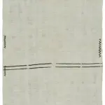 Kendir Çizgili Beyaz Kenevir İpinden El Dokuma Kilim-157x323