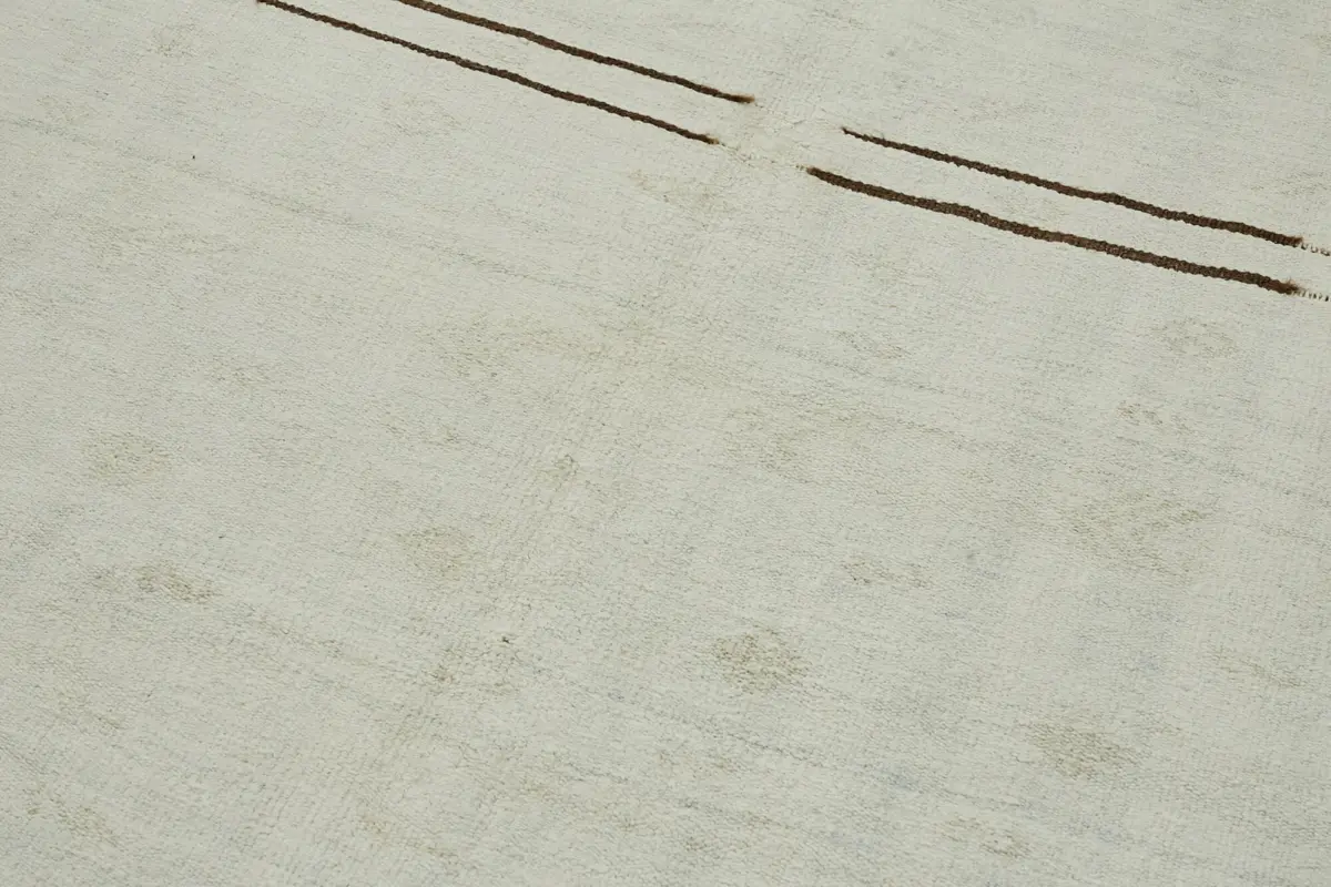 Kendir Çizgili Beyaz Kenevir İpinden El Dokuma Kilim-157x323 - Görsel 5