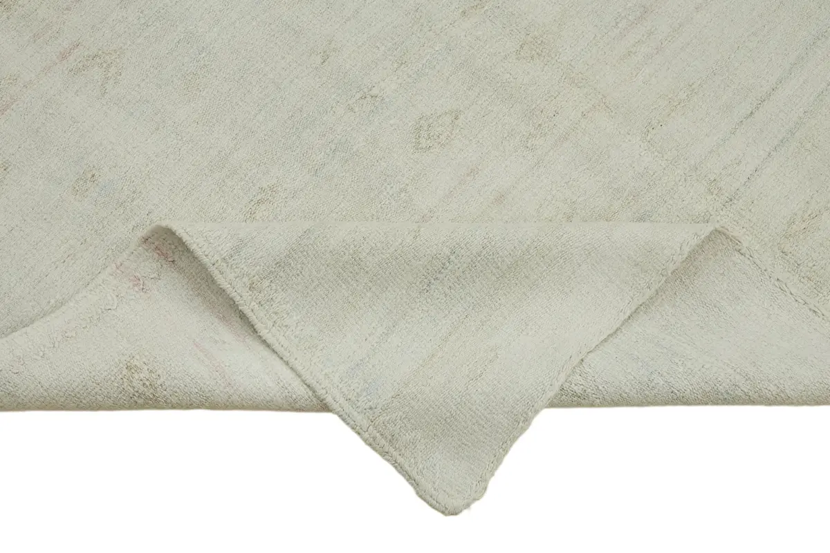 Kendir Çizgili Beyaz Kenevir İpinden El Dokuma Kilim-157x323 - Görsel 6