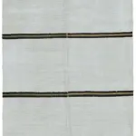 Kendir Çizgili Beyaz Kenevir İpinden El Dokuma Kilim-136x362