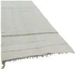 Kendir Çizgili Beyaz Kenevir İpinden El Dokuma Kilim-158x350 - Görsel 2