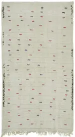 Kendir Çizgili Beyaz Kenevir İpinden El Dokuma Kilim-180x310