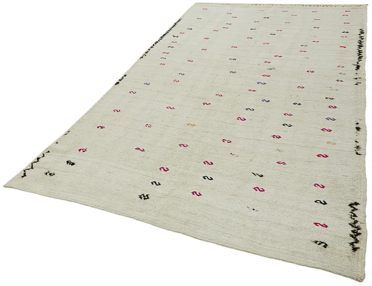 Kendir Çizgili Beyaz Kenevir İpinden El Dokuma Kilim-180x310 - Görsel 3