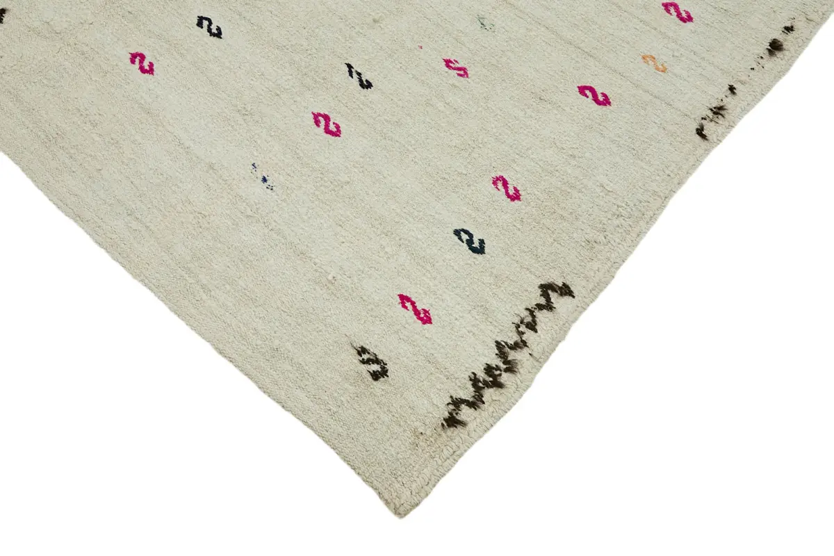 Kendir Çizgili Beyaz Kenevir İpinden El Dokuma Kilim-180x310 - Görsel 4
