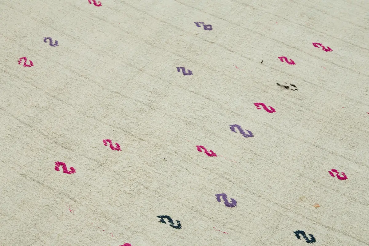 Kendir Çizgili Beyaz Kenevir İpinden El Dokuma Kilim-180x310 - Görsel 5