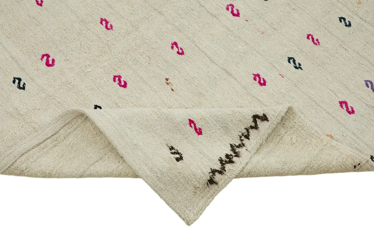 Kendir Çizgili Beyaz Kenevir İpinden El Dokuma Kilim-180x310 - Görsel 6