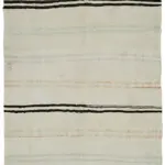 Kendir Çizgili Beyaz Kenevir İpinden El Dokuma Kilim-157x355