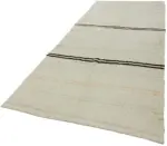 Kendir Çizgili Beyaz Kenevir İpinden El Dokuma Kilim-157x355 - Görsel 3