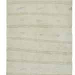 Kendir Çizgili Beyaz Kenevir İpinden El Dokuma Kilim-173x320