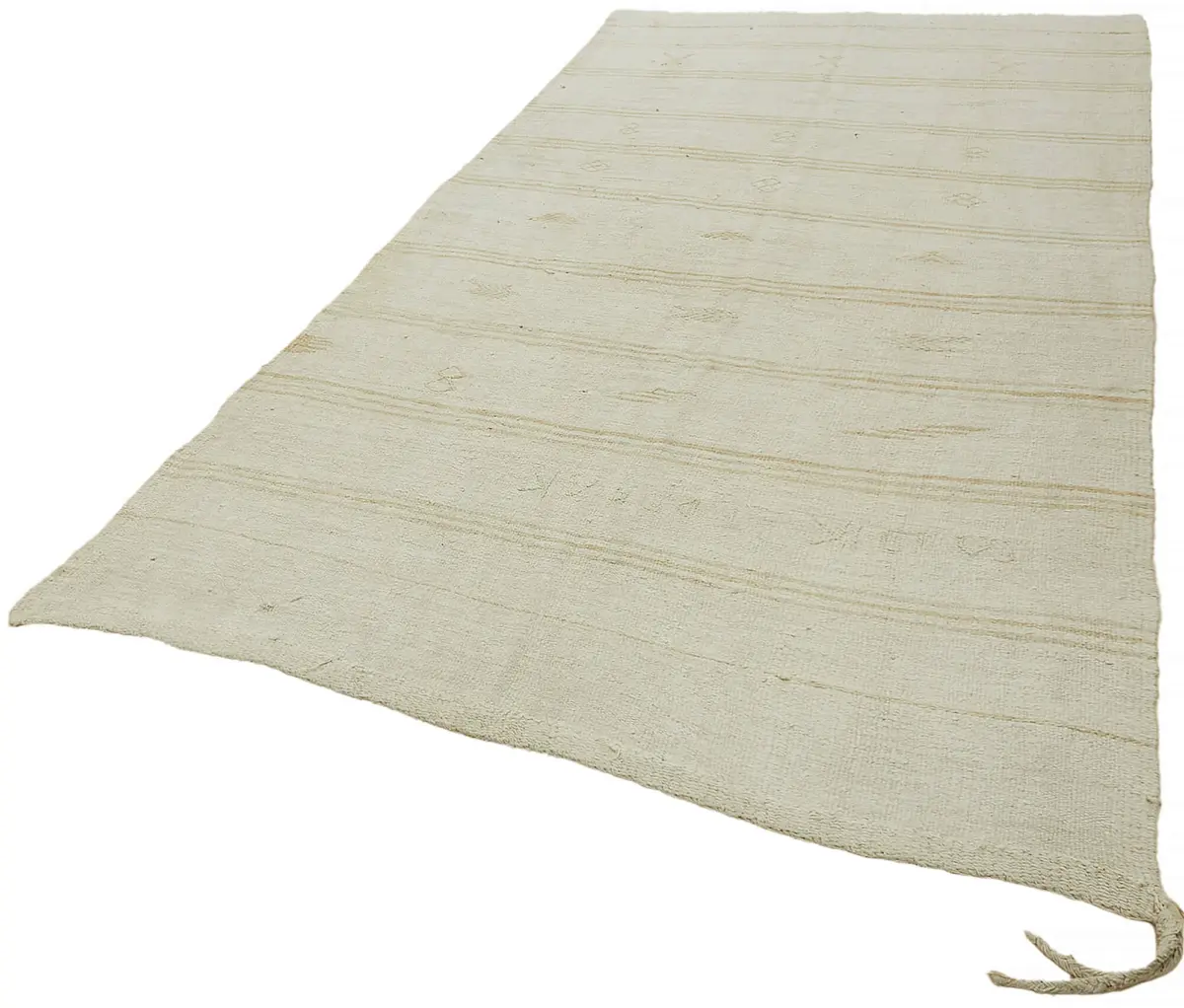 Kendir Çizgili Beyaz Kenevir İpinden El Dokuma Kilim-173x320 - Görsel 3