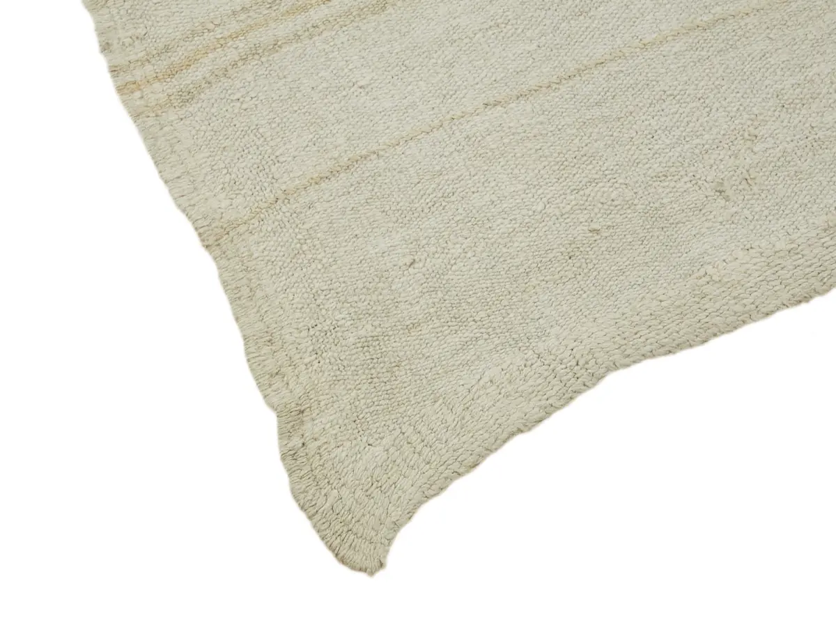 Kendir Çizgili Beyaz Kenevir İpinden El Dokuma Kilim-173x320 - Görsel 4