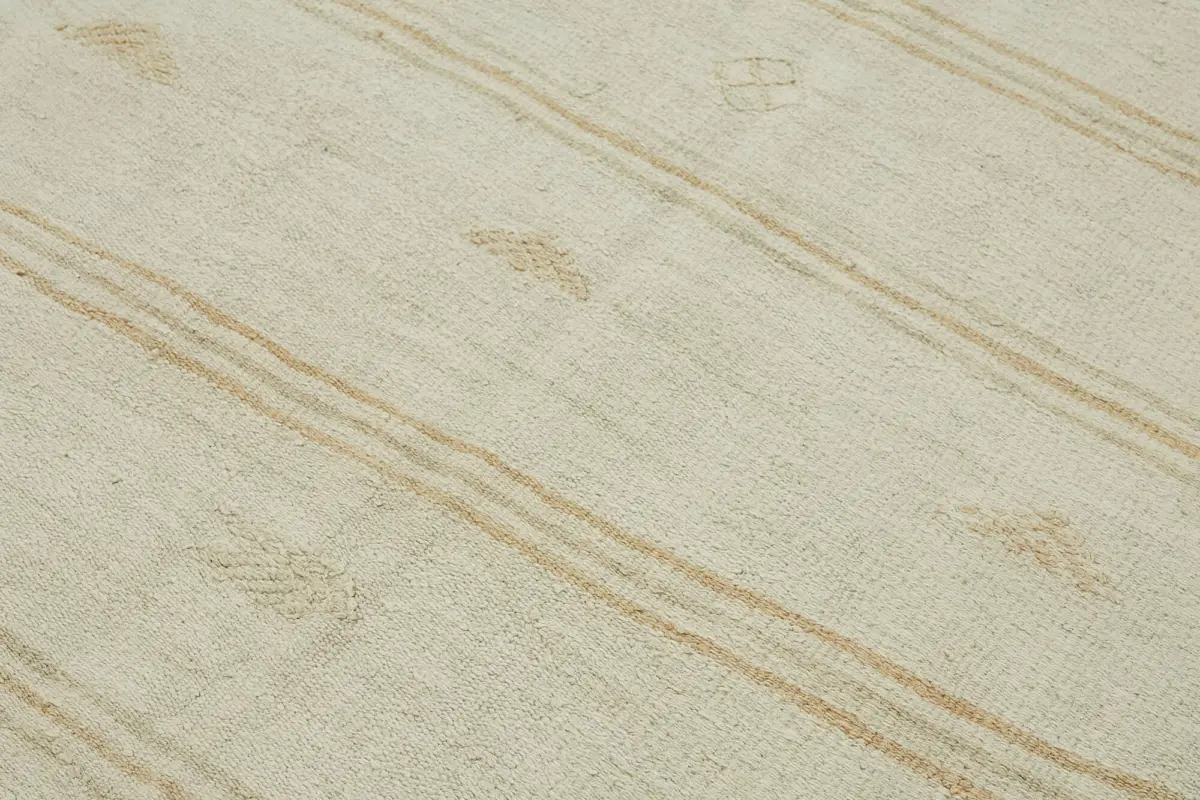 Kendir Çizgili Beyaz Kenevir İpinden El Dokuma Kilim-173x320 - Görsel 5