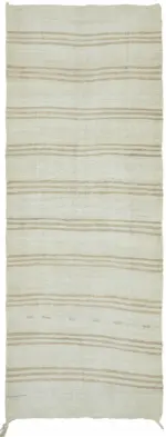 Kendir Çizgili Bej Kenevir İpinden El Dokuma Kilim-145x374