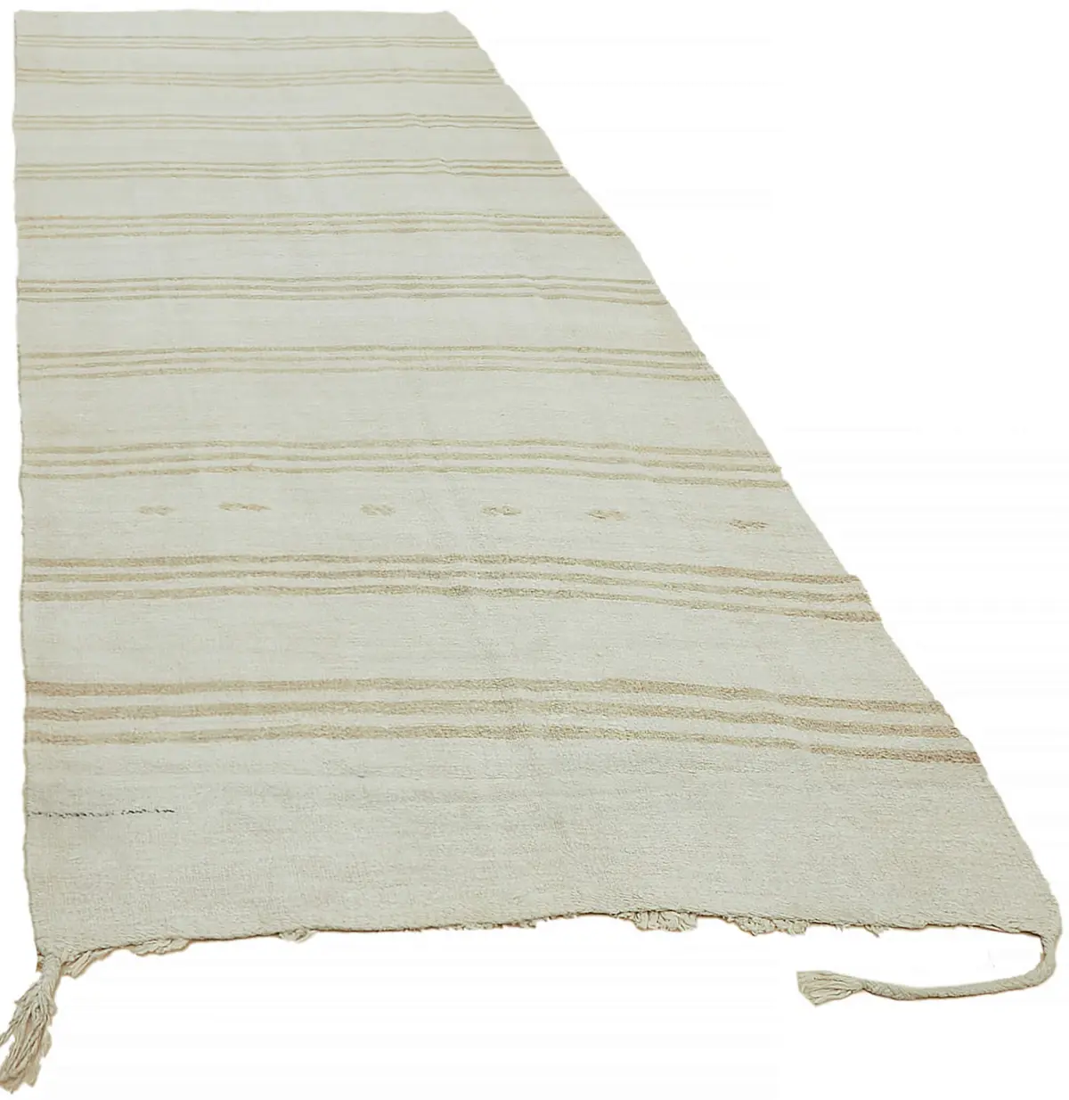 Kendir Çizgili Bej Kenevir İpinden El Dokuma Kilim-145x374 - Görsel 2