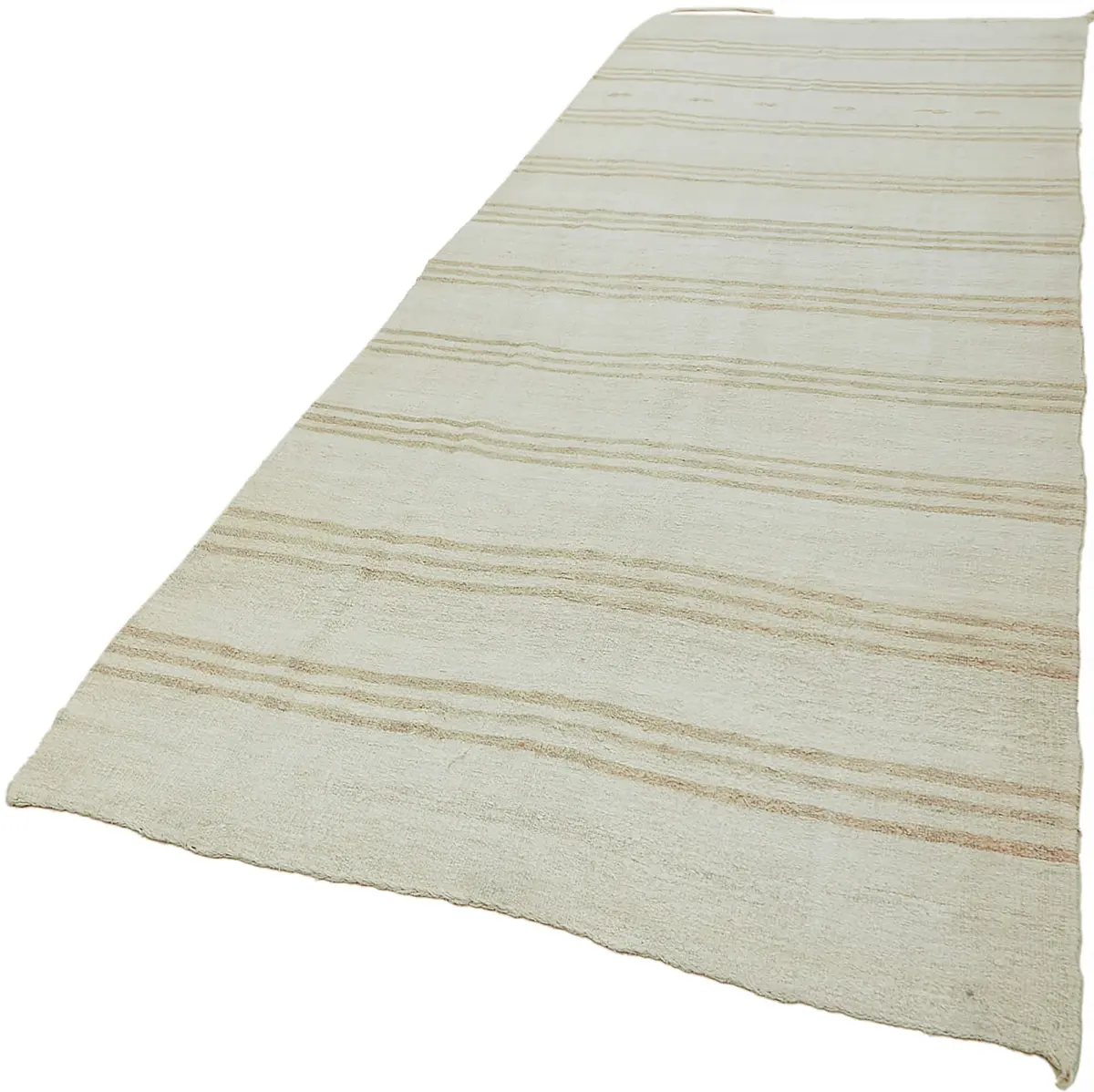 Kendir Çizgili Bej Kenevir İpinden El Dokuma Kilim-145x374 - Görsel 3