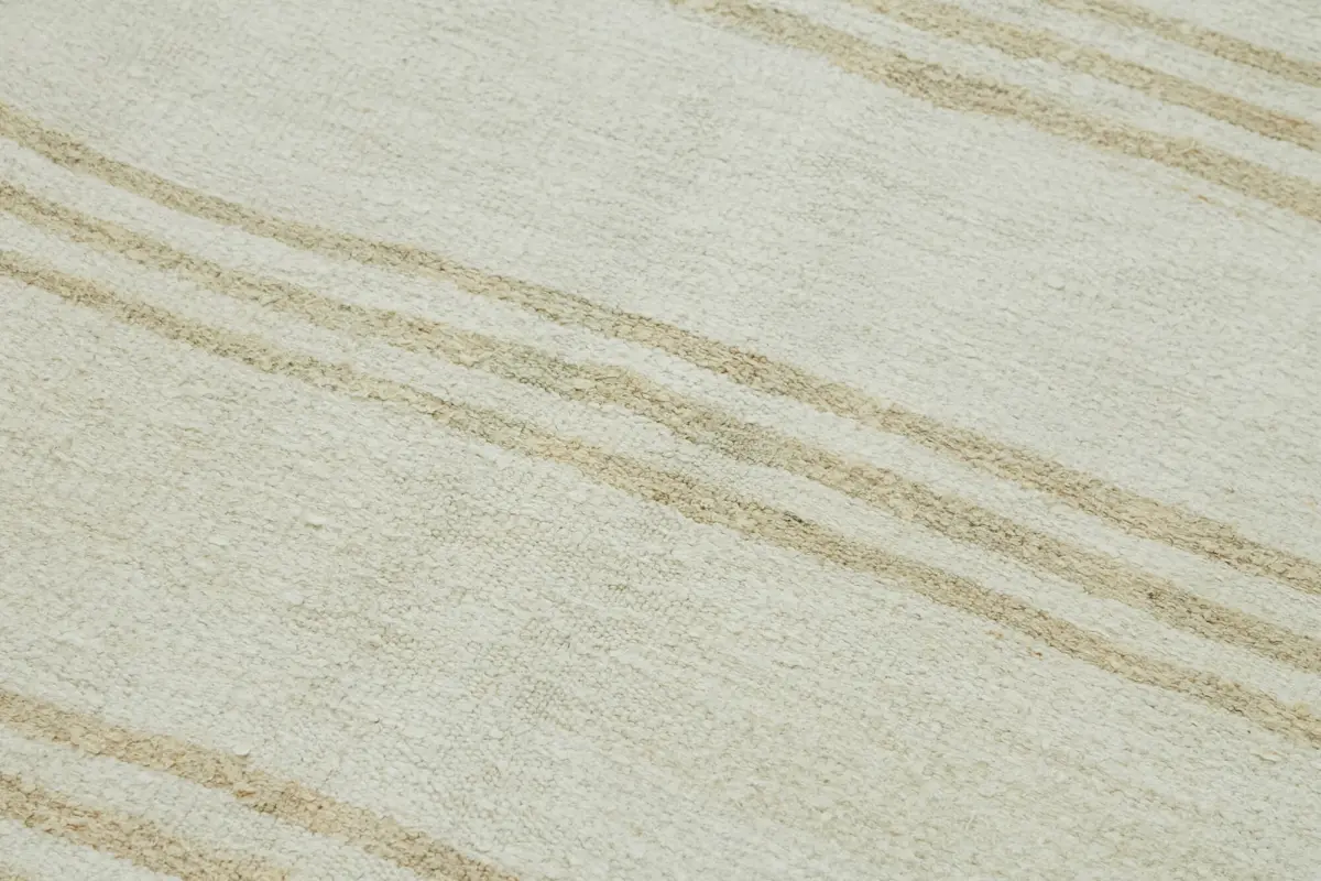 Kendir Çizgili Bej Kenevir İpinden El Dokuma Kilim-145x374 - Görsel 5