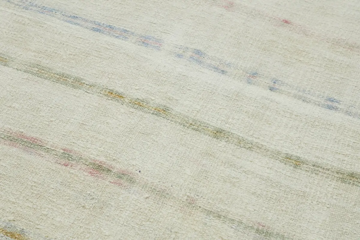 Kendir Çizgili Bej Kenevir İpinden El Dokuma Kilim-176x340 - Görsel 5