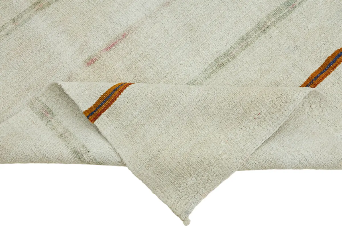 Kendir Çizgili Bej Kenevir İpinden El Dokuma Kilim-176x340 - Görsel 6