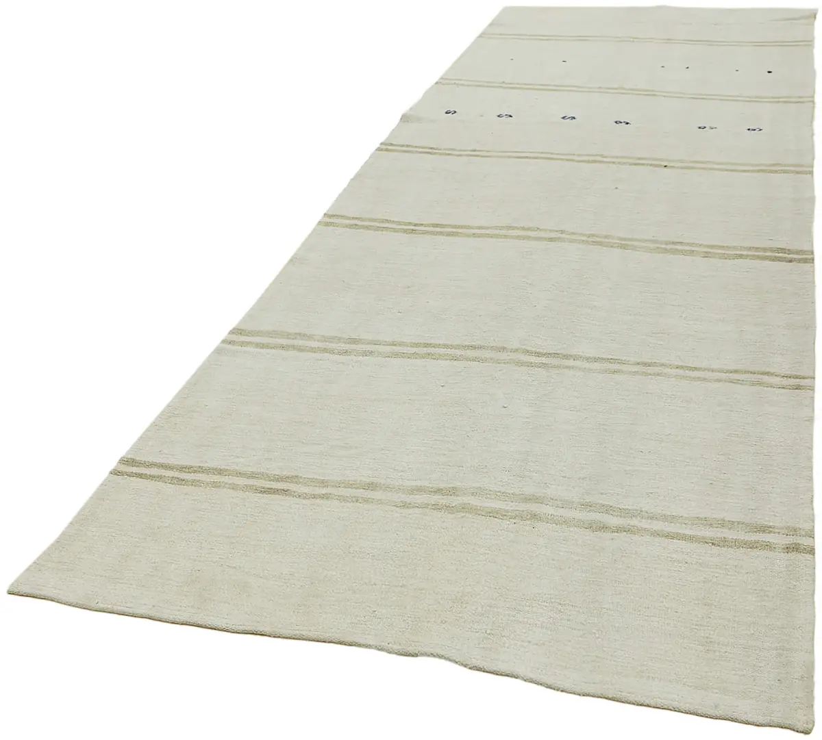 Kendir Çizgili Beyaz Kenevir İpinden El Dokuma Kilim-153x380 - Görsel 3