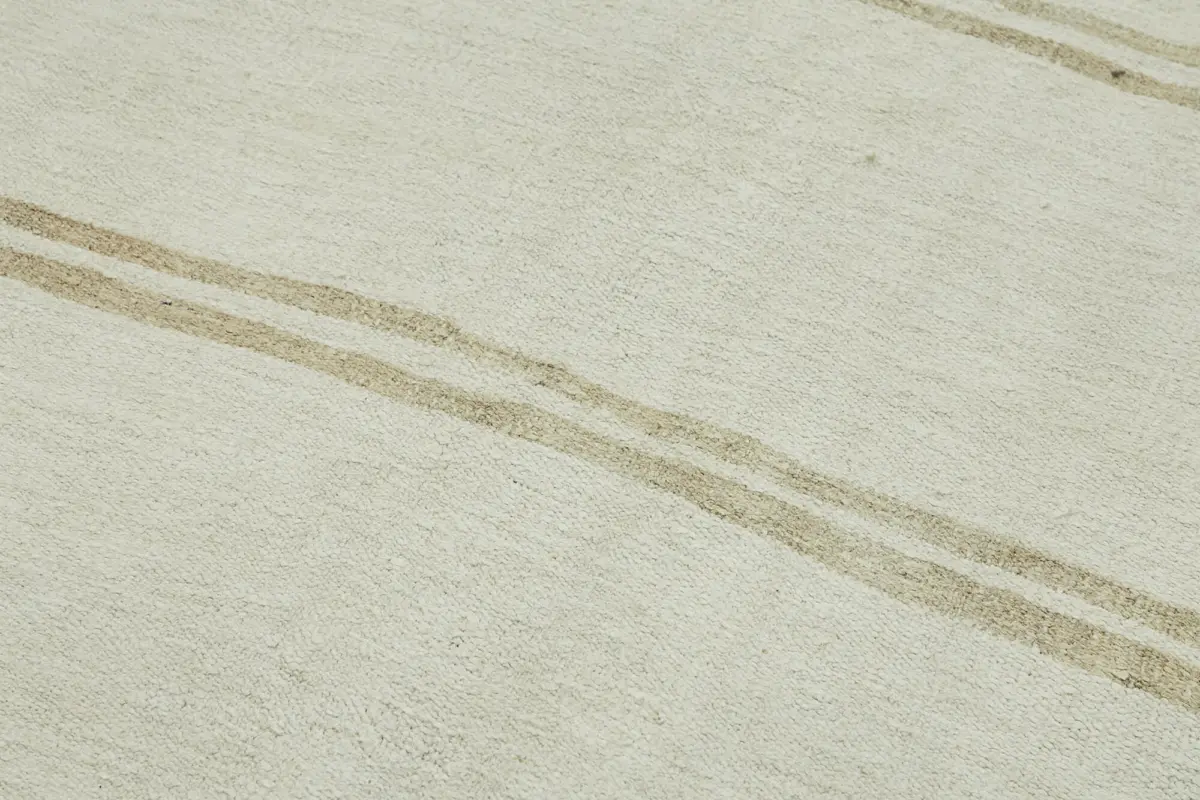 Kendir Çizgili Beyaz Kenevir İpinden El Dokuma Kilim-153x380 - Görsel 5