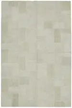 Kendir Çizgili Beyaz Kenevir İpinden El Dokuma Kilim-197x292