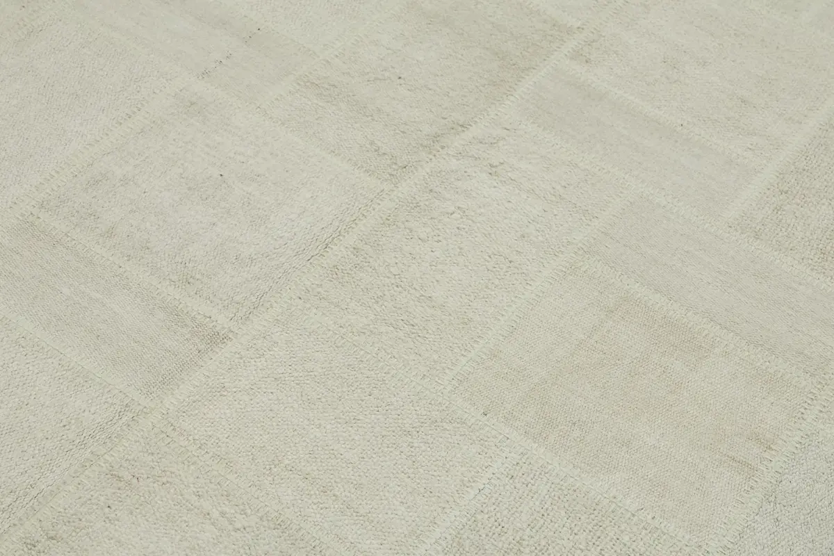 Kendir Çizgili Beyaz Kenevir İpinden El Dokuma Kilim-197x292 - Görsel 5