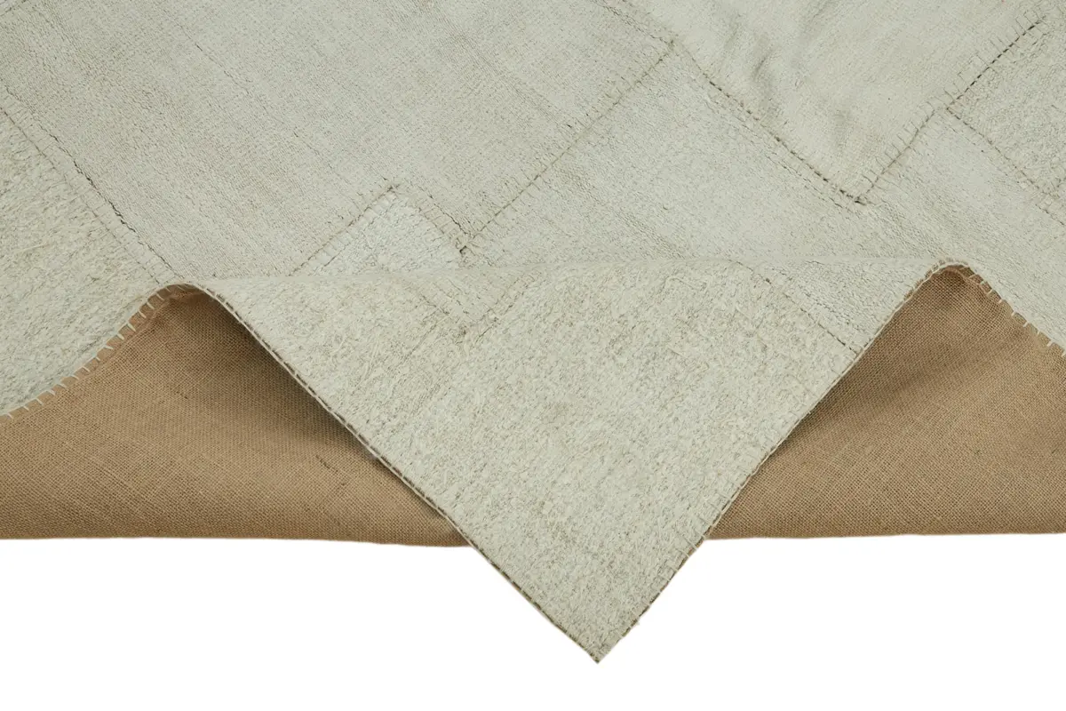 Kendir Çizgili Beyaz Kenevir İpinden El Dokuma Kilim-200x300 - Görsel 6