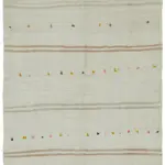 Kendir Çizgili Beyaz Kenevir İpinden El Dokuma Kilim-195x380