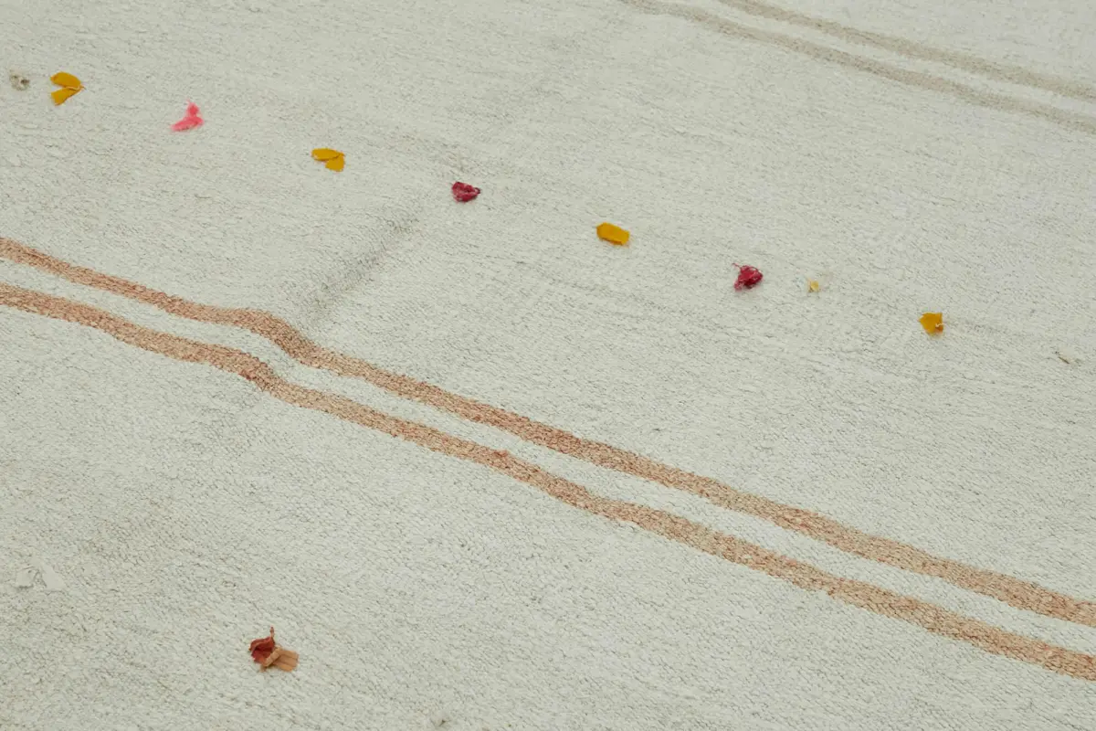 Kendir Çizgili Beyaz Kenevir İpinden El Dokuma Kilim-195x380 - Görsel 5