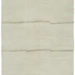 Kendir Çizgili Beyaz Kenevir İpinden El Dokuma Kilim-172x387