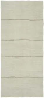 Kendir Çizgili Beyaz Kenevir İpinden El Dokuma Kilim-172x387