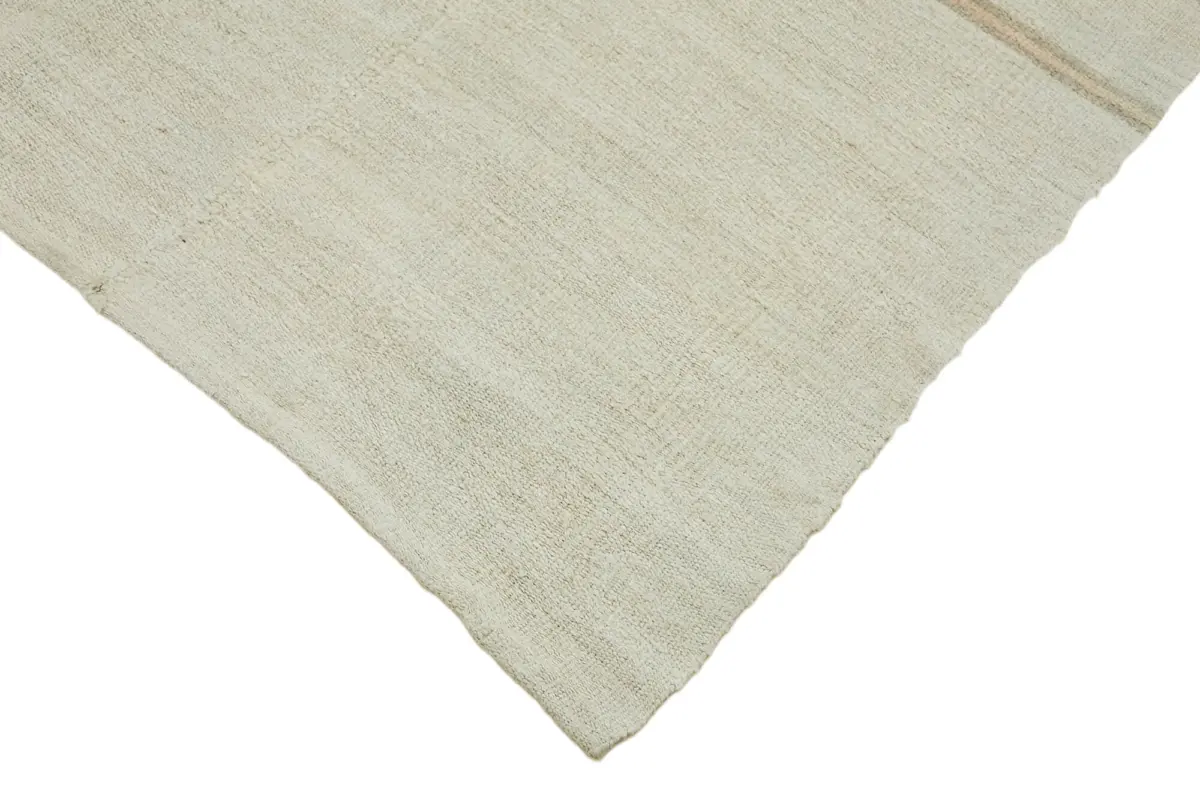 Kendir Çizgili Beyaz Kenevir İpinden El Dokuma Kilim-172x387 - Görsel 4