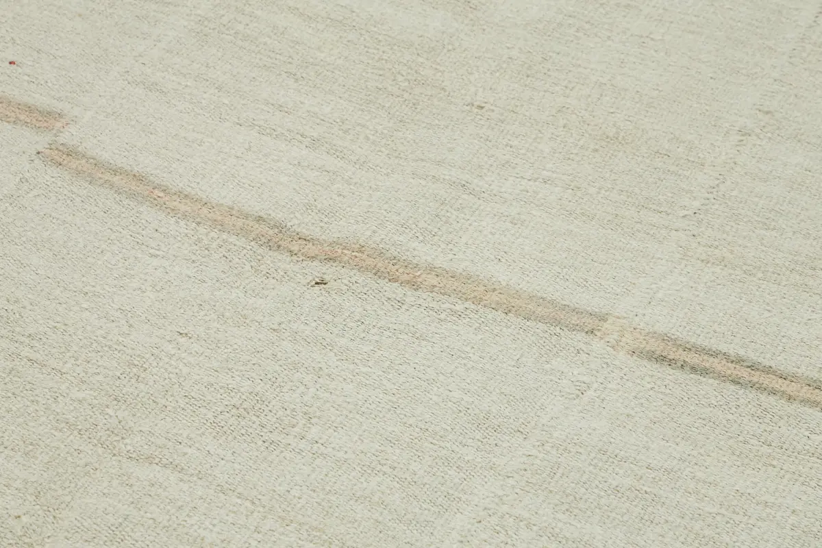 Kendir Çizgili Beyaz Kenevir İpinden El Dokuma Kilim-172x387 - Görsel 5