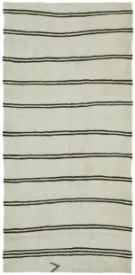 Kendir Çizgili Bej Kenevir İpinden El Dokuma Kilim-175x360