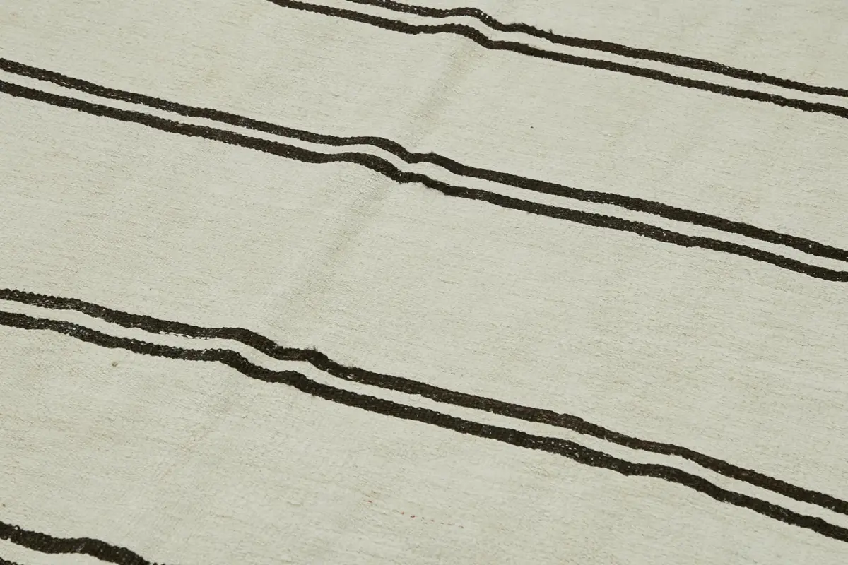 Kendir Çizgili Bej Kenevir İpinden El Dokuma Kilim-175x360 - Görsel 5
