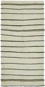 Kendir Çizgili Bej Kenevir İpinden El Dokuma Kilim-185x350