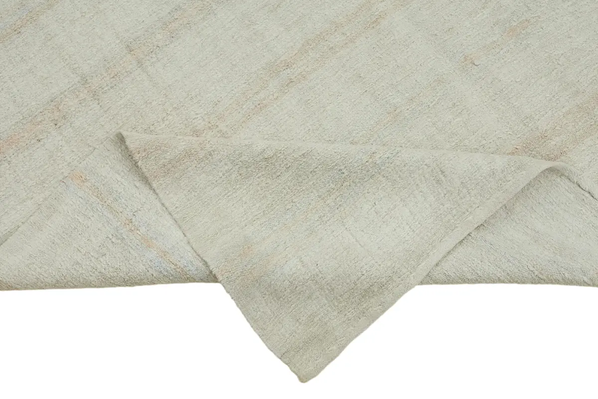 Kendir Çizgili Bej Kenevir İpinden El Dokuma Kilim-177x380 - Görsel 6