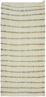 Kendir Çizgili Bej Kenevir İpinden El Dokuma Kilim-172x347 - Görsel 2