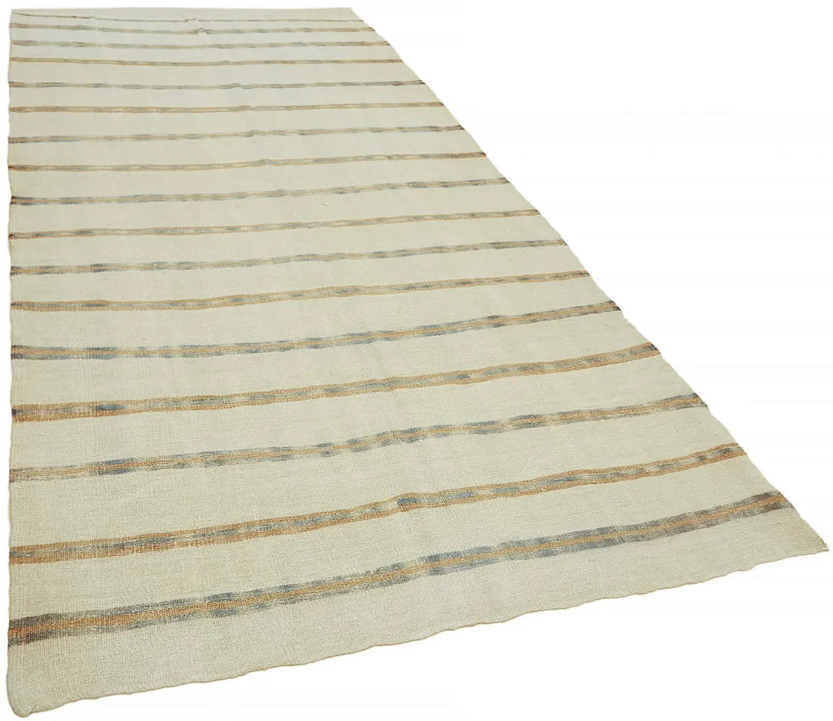Kendir Çizgili Bej Kenevir İpinden El Dokuma Kilim-172x347 - Görsel 3