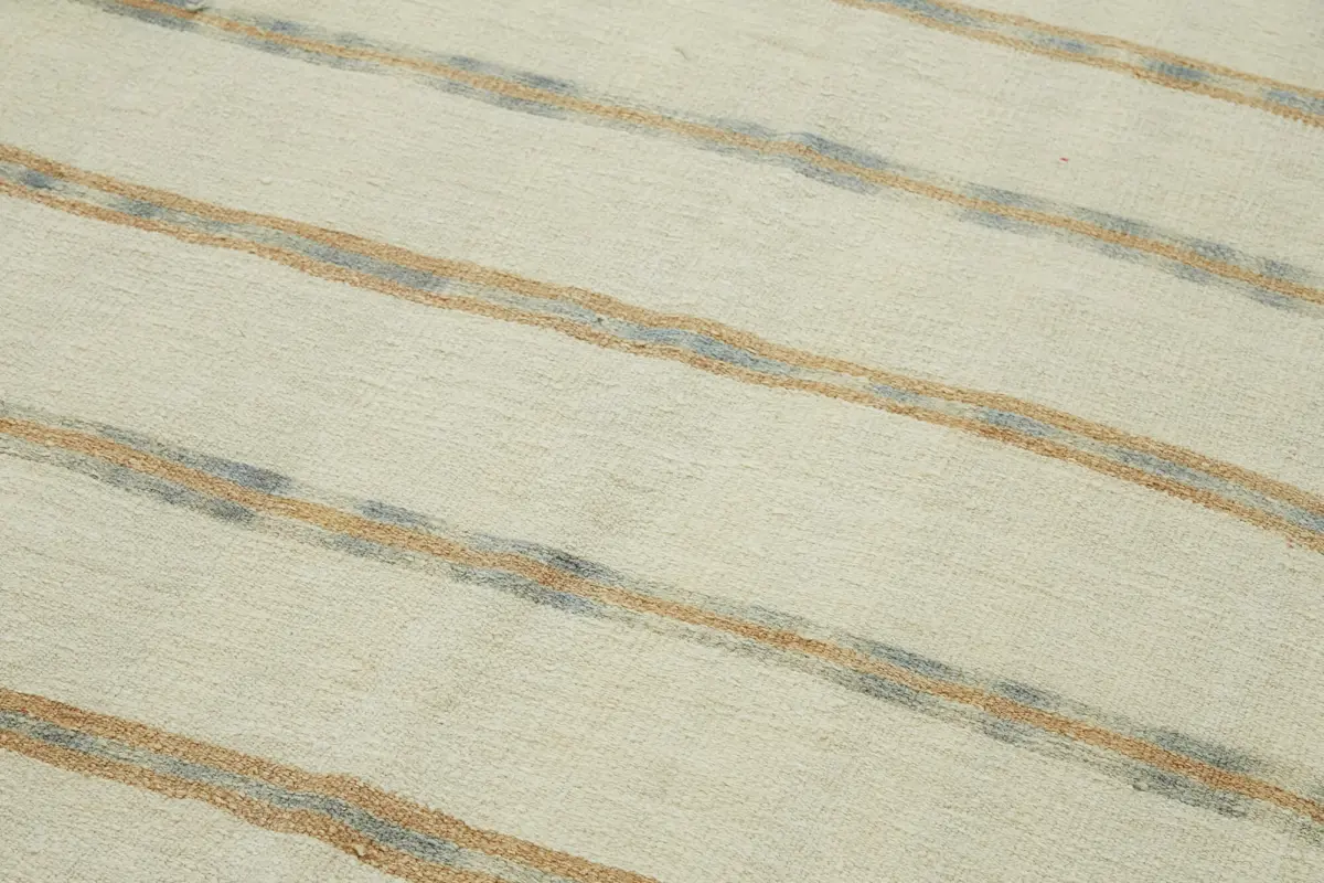 Kendir Çizgili Bej Kenevir İpinden El Dokuma Kilim-172x347 - Görsel 6