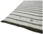 Kendir Çizgili Beyaz Kenevir İpinden El Dokuma Kilim-180x370 - Görsel 3