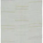 Kendir Çizgili Beyaz Kenevir İpinden El Dokuma Kilim-177x350