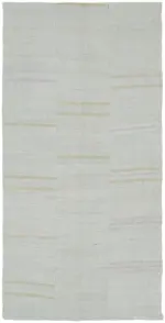 Kendir Çizgili Beyaz Kenevir İpinden El Dokuma Kilim-177x350