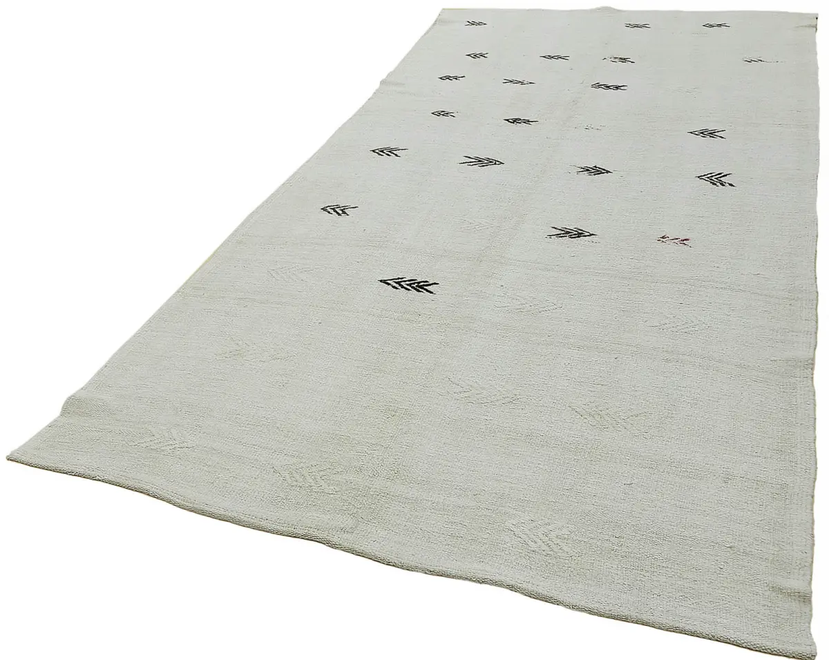 Kendir Çizgili Beyaz Kenevir İpinden El Dokuma Kilim-177x344 - Görsel 3