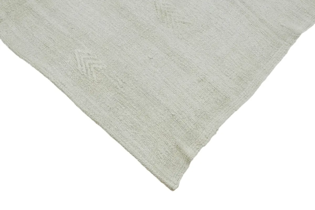 Kendir Çizgili Beyaz Kenevir İpinden El Dokuma Kilim-177x344 - Görsel 4