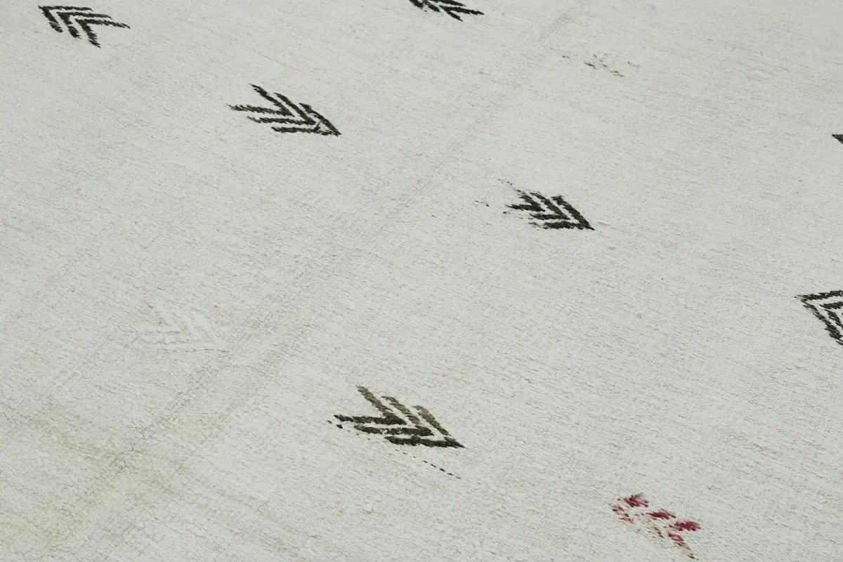 Kendir Çizgili Beyaz Kenevir İpinden El Dokuma Kilim-177x344 - Görsel 5