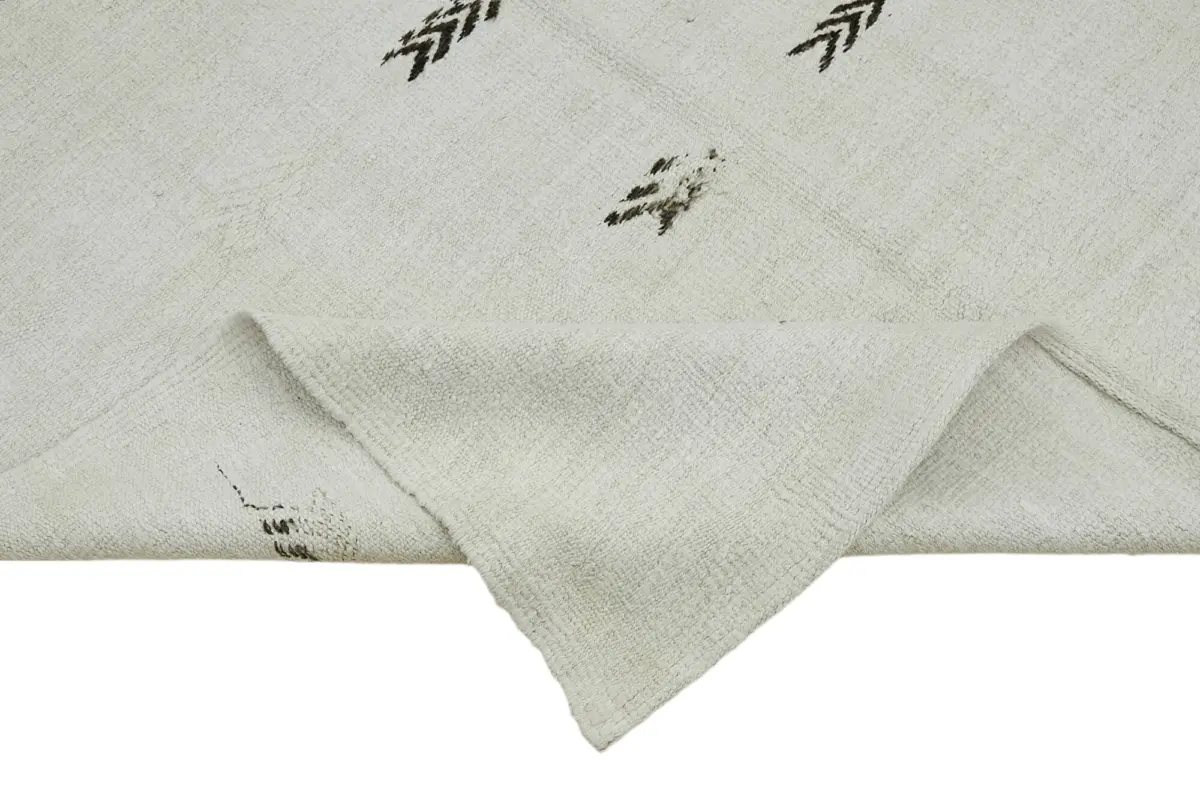 Kendir Çizgili Beyaz Kenevir İpinden El Dokuma Kilim-177x344 - Görsel 6