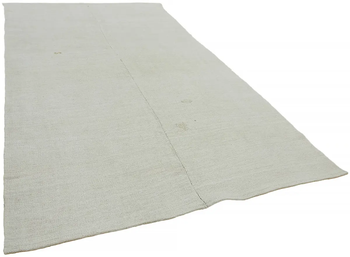 Kendir Çizgili Beyaz Kenevir İpinden El Dokuma Kilim-204x348 - Görsel 2